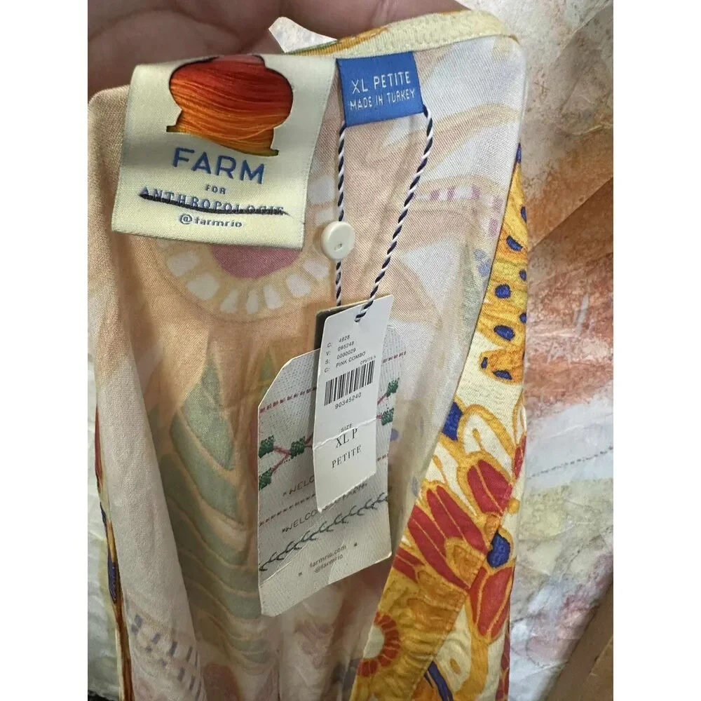 Anthropologie Farm Rio Long-Sleeve V-Neck Wrap Midi Dress - Picture 8 of 8
